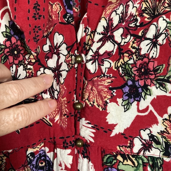 ANGIE Wide Leg bohemian floral jumpsuit with flirty peak a boo twist tie on top - Picture 5 of 13